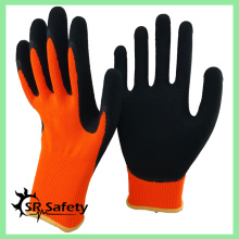 SRSAFETY 13 Gauge gestrickt orange Polyester beschichteten schwarzen Latex auf Hand Handschuhe